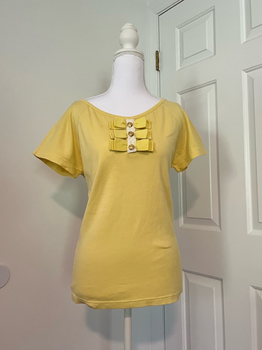 Valentino 1980s Yellow Bow Top
